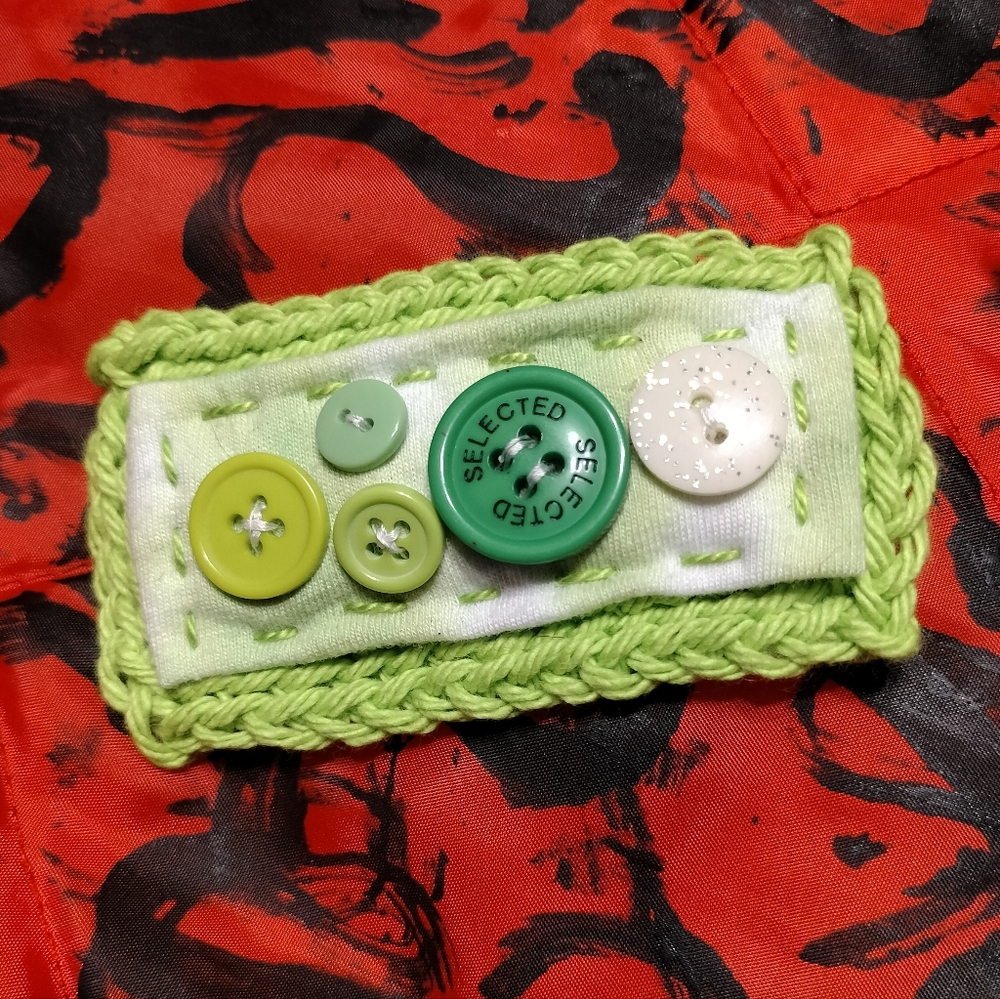 Lime Green Crochet Button Patch